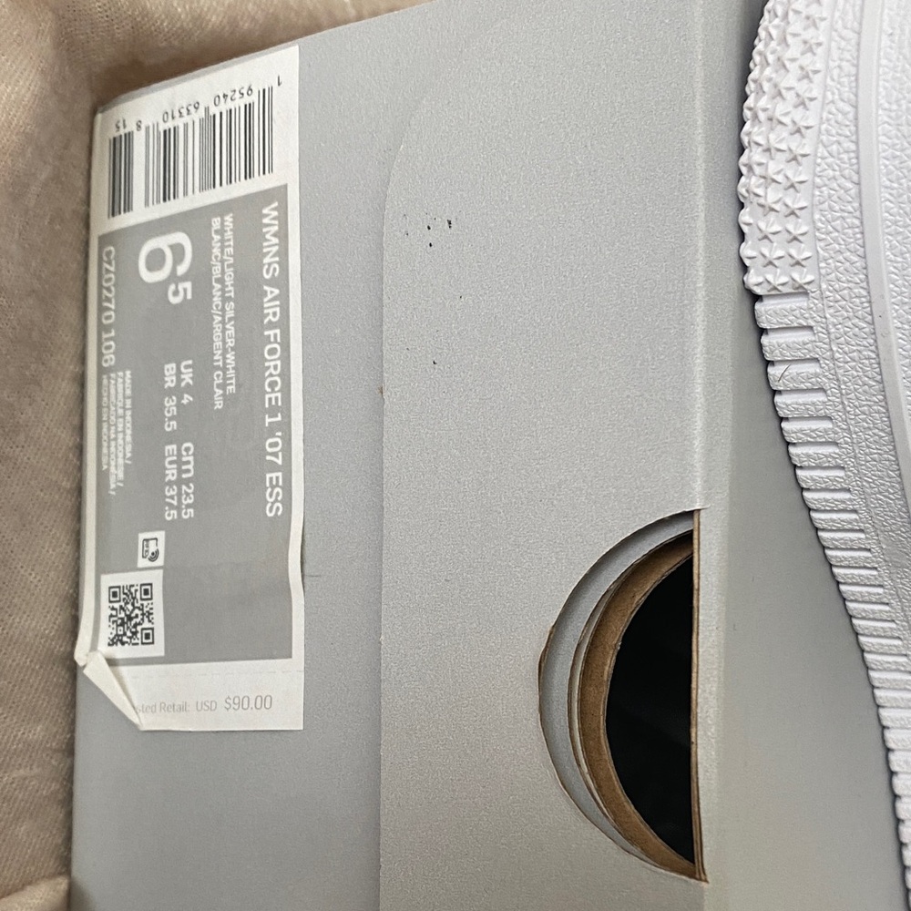 Nike Air Force 1 White with Gold and Gray Accents - Picture 3 of 4